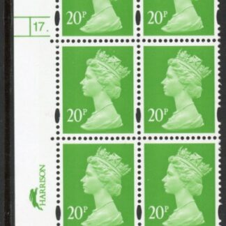 Y1685 (U274)  20p bright green CB Harrison/DLR Cyld. 17 dot  phos. 46 PVA bluish. blue fluor. U/M (MNH)