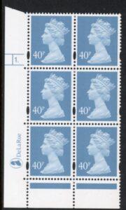 Y1710 (U383) 40p dp. azure. Harrison/DLR Cyld. 1 dot. phos 47 U/M (MNH)