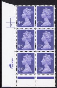 Y1743 (U482) £1 bluish violet. Harrison. PVA bluish. Cyld. 1 no dot. phos.45 U/M (MNH)
