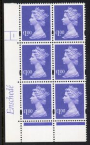 Y1743 (U480) £1 bluish violet. Enschedé. PVA bluish. Cyld. 1 no dot. U/M (MNH)