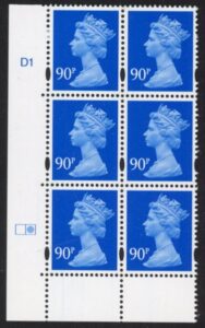 Y1741 (-) 90p ultramarine DLR cyld. D1 right. U/M (MNH)