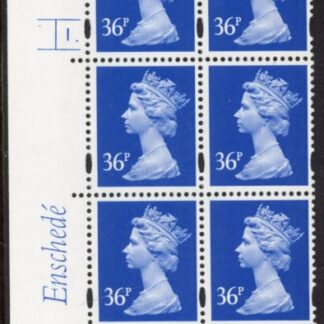 Y1702 (U357)  36p 2B Brt. Ultramarine  Enschede Cyl.1dot yellow fluor. 4mm varnished bands. U/M (MNH)