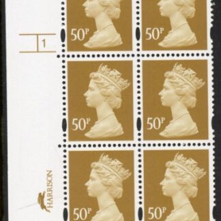 Y1726 (U434) 50p ochre Harrison/DLR Cyld. 1 no dot Phos 45 U/M (MNH)