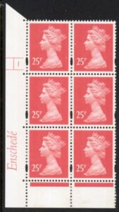 Y1690 (U292) 25p rose-red. 2B.  Enschedé Cyld. 1 no dot. PVA bluish. Blue Fluor. U/M (MNH)