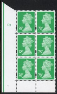 Y1738 (U474)  78p emerald DLR cyl.1 no dot   U/M (MNH)