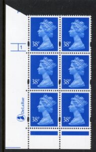 Y1707 (U373)  38p ultramarine  2B DLR Cyl. 1 dot phos 47 blue fluor .U/M (MNH)