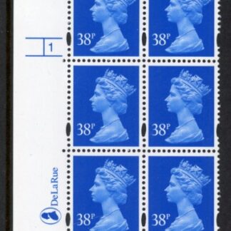 Y1707 (U373)  38p ultramarine  2B DLR Cyl. 1 dot phos 47 blue fluor .U/M (MNH)