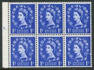 SB39 Crowns (graphite lines) 6x1d. ultramarine. perf Ieb.cyld 3T dot (good perfs).U/M (MNH)