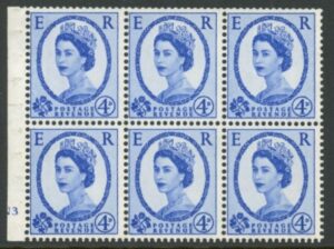 SB109c phos Crowns 6 x 4d 'Y' flaw row 2/2, 2 bands cyld.N3 no dot.perf I good perfs.U/M (MNH)