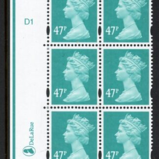 Y1723 (U417) 47p turquoise green Cyld. D1 no dot (PVA bluish) blue fluor. U/M (MNH)