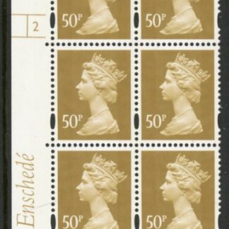 Y1726 (U432)  50p Ochre  2B  Enschede.  Cyl. 2 no dot. blue fluor U/M (MNH)