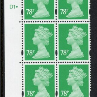 Y1738 (U474)  78p emerald DLR cyl.1 dot  blue fluor. U/M (MNH)