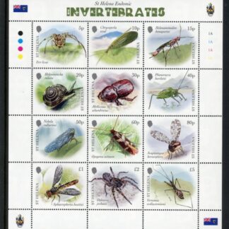 2026 St Helena. SG.TBA. Invertibrates.Sheetlet of 12 values. U/M (MNH)