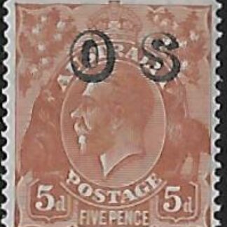 1932  Australia  SG.O132  5d orange-brown. overprinted 'OS' lightly mounted mint.
