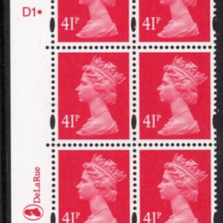Y1714 (U393)  41p rosine  2B  DLR.  Cyl. D1 phos D1 dot. blue fluor U/M (MNH)