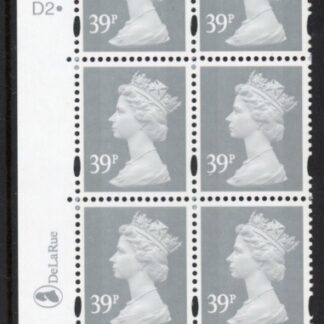 Y1709 (U381) 39p grey 2B . DLR PVA bluish.  Cyld.D2  dot.  phos. D2 blue fluor.  U/M (MNH)
