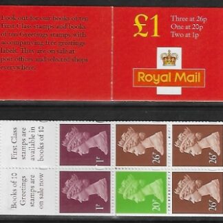 1998 FH41b £1.00 red cover 3x26p 1x20p 2x1p (no overseas rate table)  Litho. Questa.  U/M (MNH)