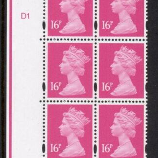 Y1680 (U243A)  16p 2B pale cerise DLR Cyl.D1 phos D1 no dot blue fluor. U/M (MNH)