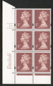 Y1670 (U140B) 5p dull red-brown 2B perf RE2 Enschedé Cyl. 1 dot yellow fluor PVA(bluish).U/M (MNH)