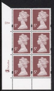 Y1670 (U140G) 5p dull red-brown 2B DLR Cyl. D1 dot phos D1 dot blue fluor PVA (cream).U/M (MNH)