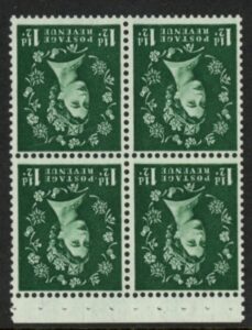 SB67a Crowns 4 x 1½d. wmk. inverted  perf AP. (good perfs).U/M (MNH)