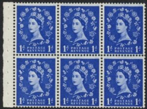 SB31 Crowns 6x 1d,  upright wmk. whiter paper. perf I   (good perfs). U/M (MNH)