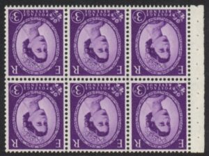 SB93a Crowns 6 x 3d,  inverted wmk. whiter paper. perf I   good perfs.U/M (MNH)