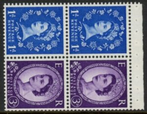 SB55 Crowns 2 x 1d, 2 x 3d 2 bands. violet phos. wmk s/way left perf AP (good perfs) U/M (MNH)